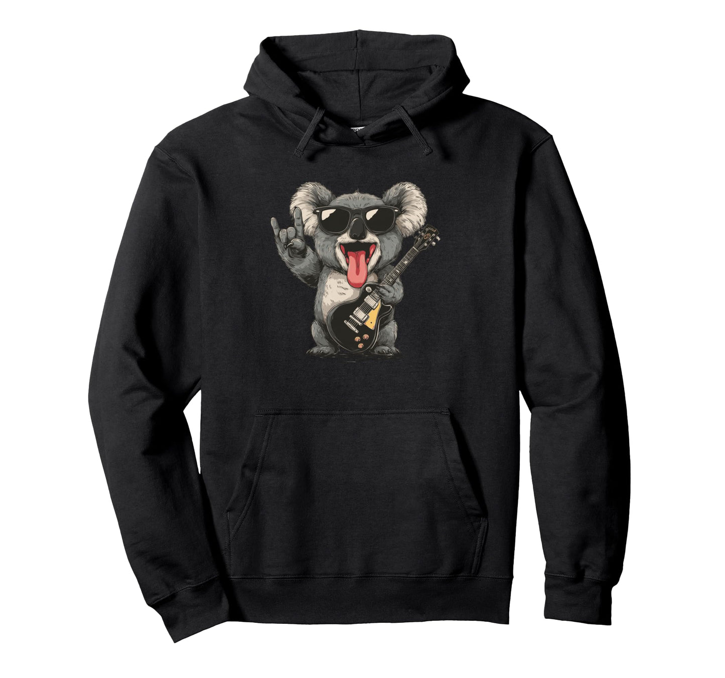 Koala Playing Guitar Rock Music Hoodie - Fun Novelty Design Men Women - T-Shirt, Sweatshirt, Hoodie