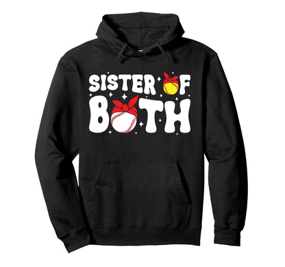 Sister Both Groovy Softball Baseball Hoodie - Minimalist Print Men Women - T-Shirt, Sweatshirt, Hoodie