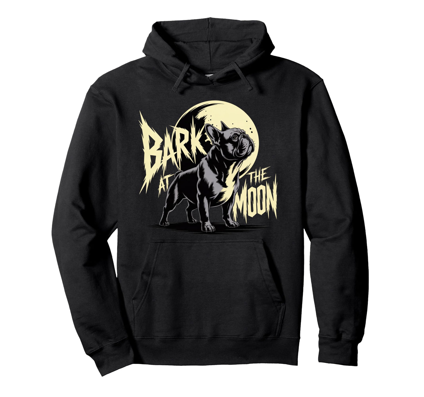 French Bulldog Bark Moon Comic Hoodie - Unique Graphic Men Women - T-Shirt, Sweatshirt, Hoodie