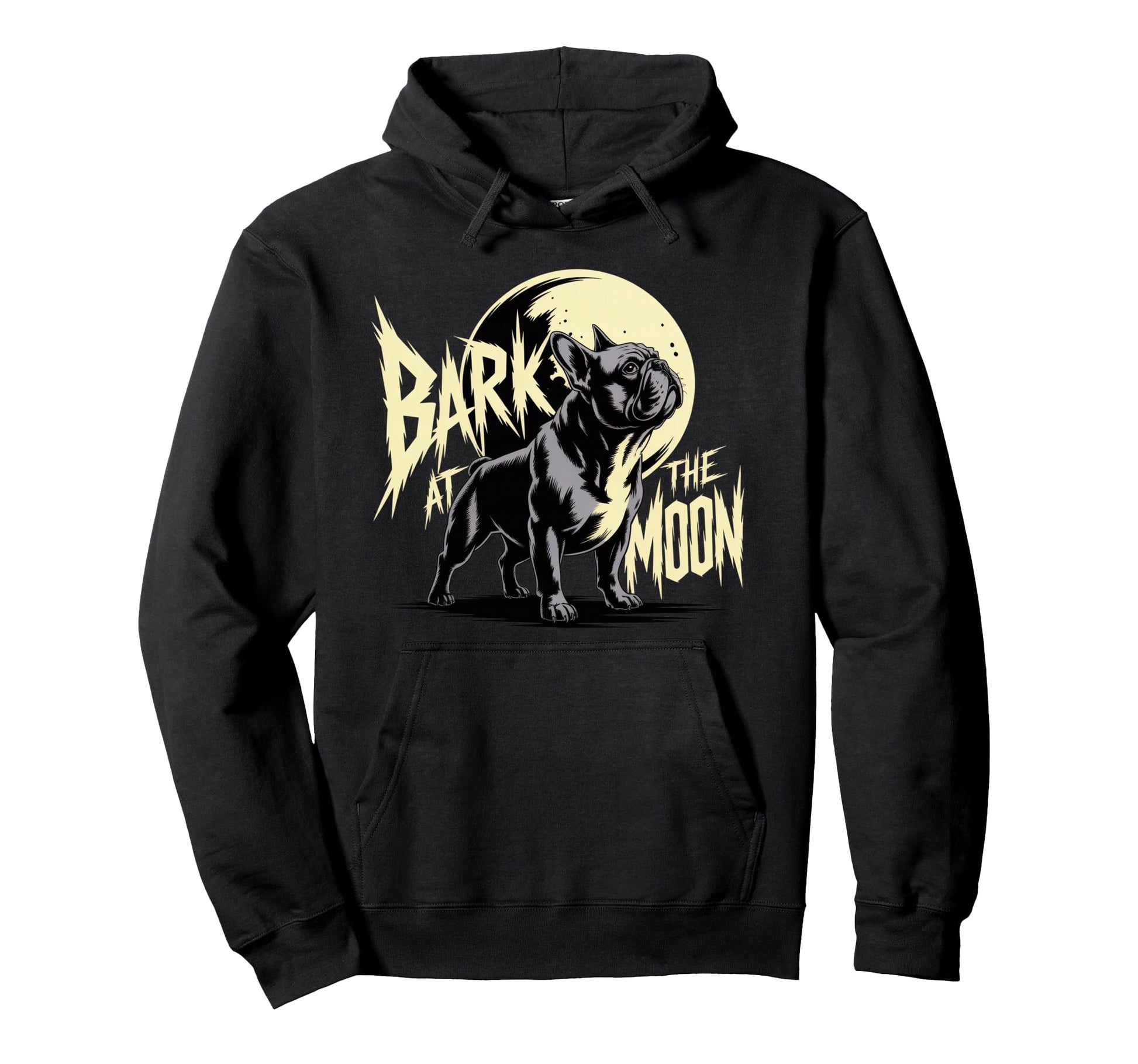 French Bulldog Bark Moon Comic Hoodie - Unique Graphic Men Women - T-Shirt, Sweatshirt, Hoodie