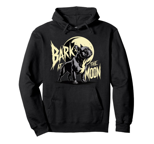 French Bulldog Bark Moon Comic Hoodie - Unique Graphic Men Women - T-Shirt, Sweatshirt, Hoodie