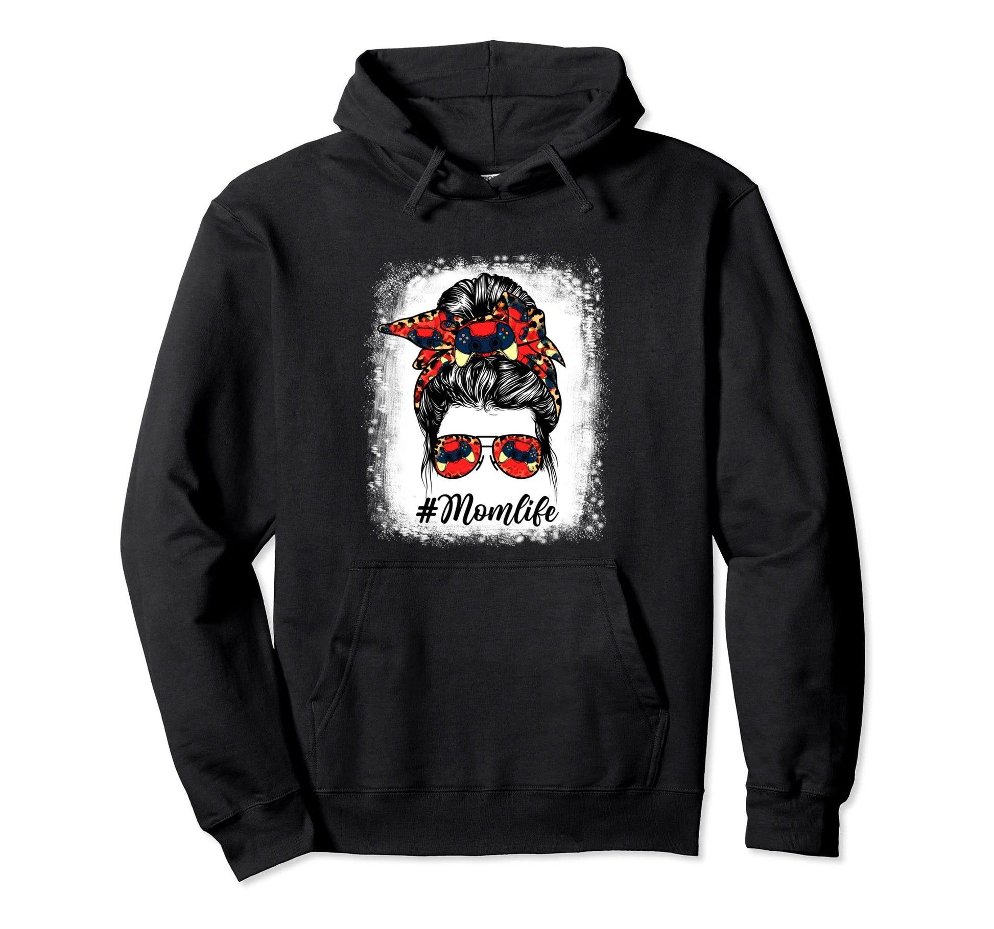 Mothers Day Video Game Mom Life Messy Bun Hoodie - Minimalist Print Unisex - T-Shirt, Sweatshirt, Hoodie