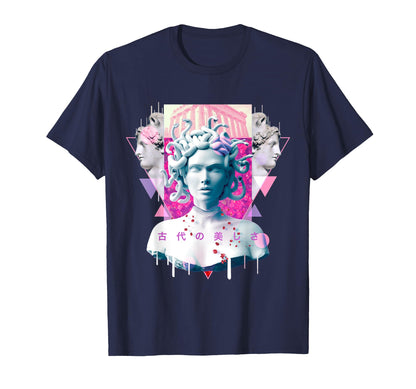 Vaporwave Medusa Statue Aesthetic T-Shirt - Unique Graphic for Adults - T-Shirt, Sweatshirt, Hoodie