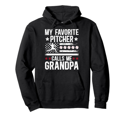 My Favorite Baseball Pitcher Grandpa Hoodie - Custom Art Print for Adults - T-Shirt, Sweatshirt, Hoodie