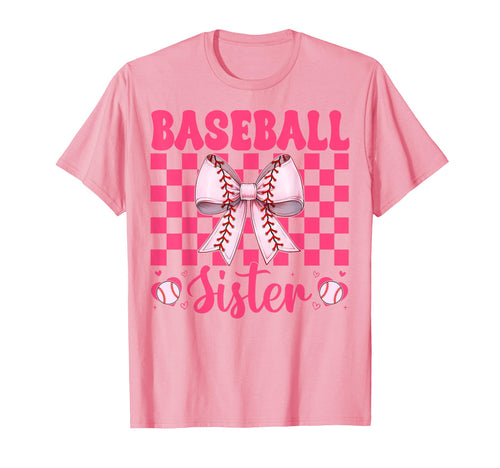 Baseball Sister Baseball Coquette Bow T-Shirt - Trendy Graphic Men Women - T-Shirt, Sweatshirt, Hoodie