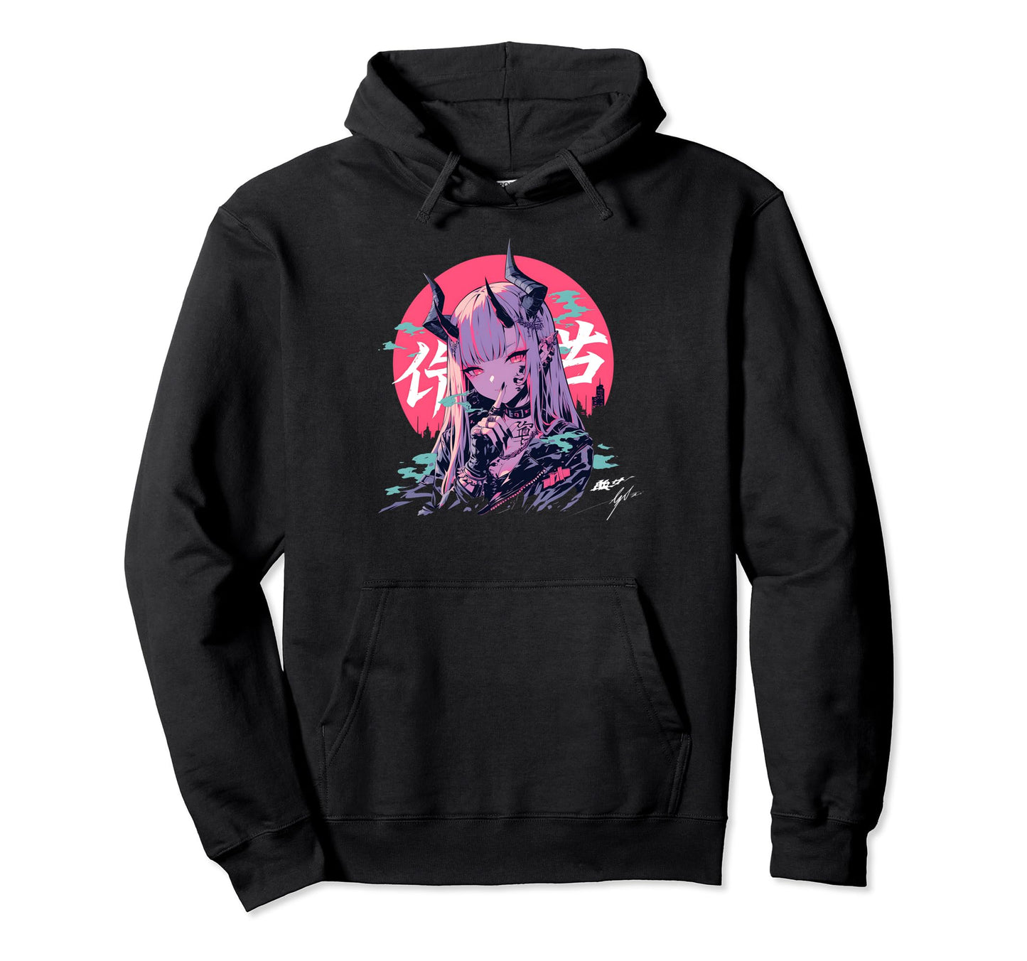Goth Grunge Demon Anime Waifu Horror Alt Hoodie - Aesthetic Graphic Unisex - T-Shirt, Sweatshirt, Hoodie