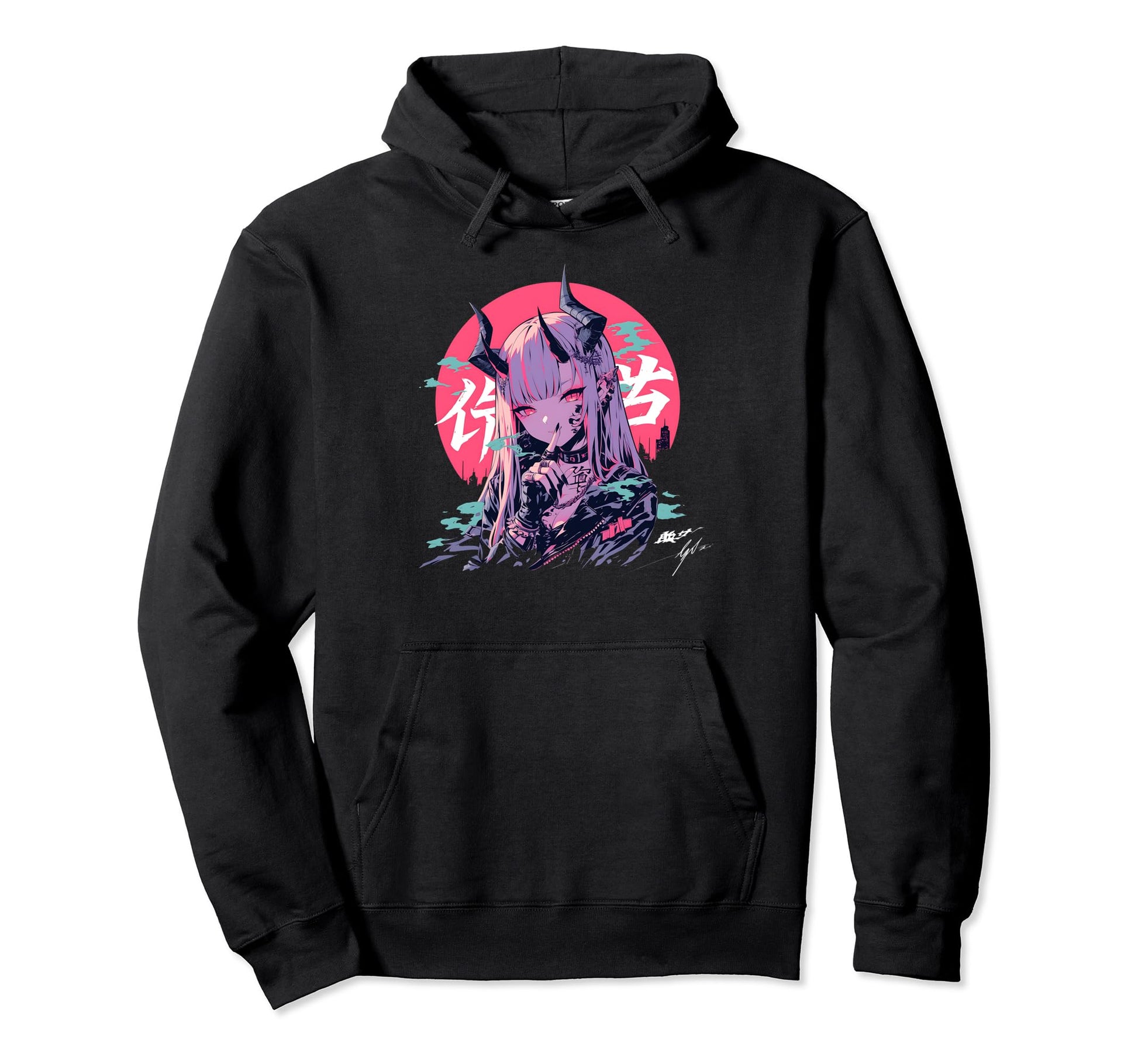 Goth Grunge Demon Anime Waifu Horror Alt Hoodie - Aesthetic Graphic Unisex - T-Shirt, Sweatshirt, Hoodie