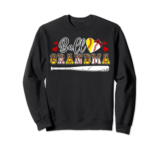 Ball Grandma Leopard Baseball Sweatshirt - Unique Graphic Men Women - T-Shirt, Sweatshirt, Hoodie