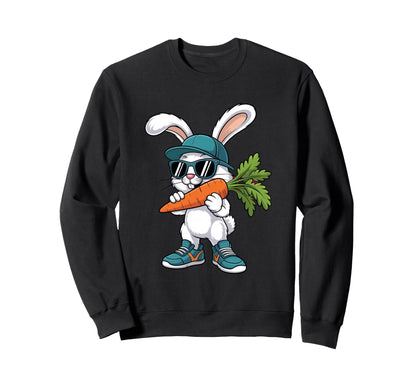 Easter Bunny Sunglasses Carrot Sweatshirt - Aesthetic Graphic Men Women - T-Shirt, Sweatshirt, Hoodie