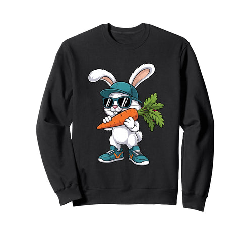 Easter Bunny Sunglasses Carrot Sweatshirt - Aesthetic Graphic Men Women - T-Shirt, Sweatshirt, Hoodie