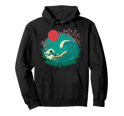 Big Wave Vaporwave Aesthetic 80S Hoodie - Aesthetic Graphic Men Women - T-Shirt, Sweatshirt, Hoodie