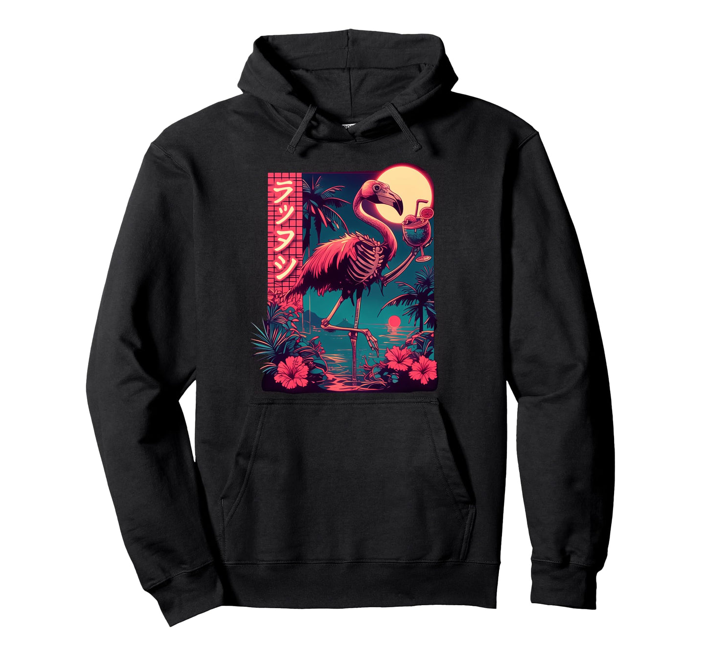 Flamingo Japanese Tropical Beach Hoodie - Casual Everyday Wear Men Women - T-Shirt, Sweatshirt, Hoodie