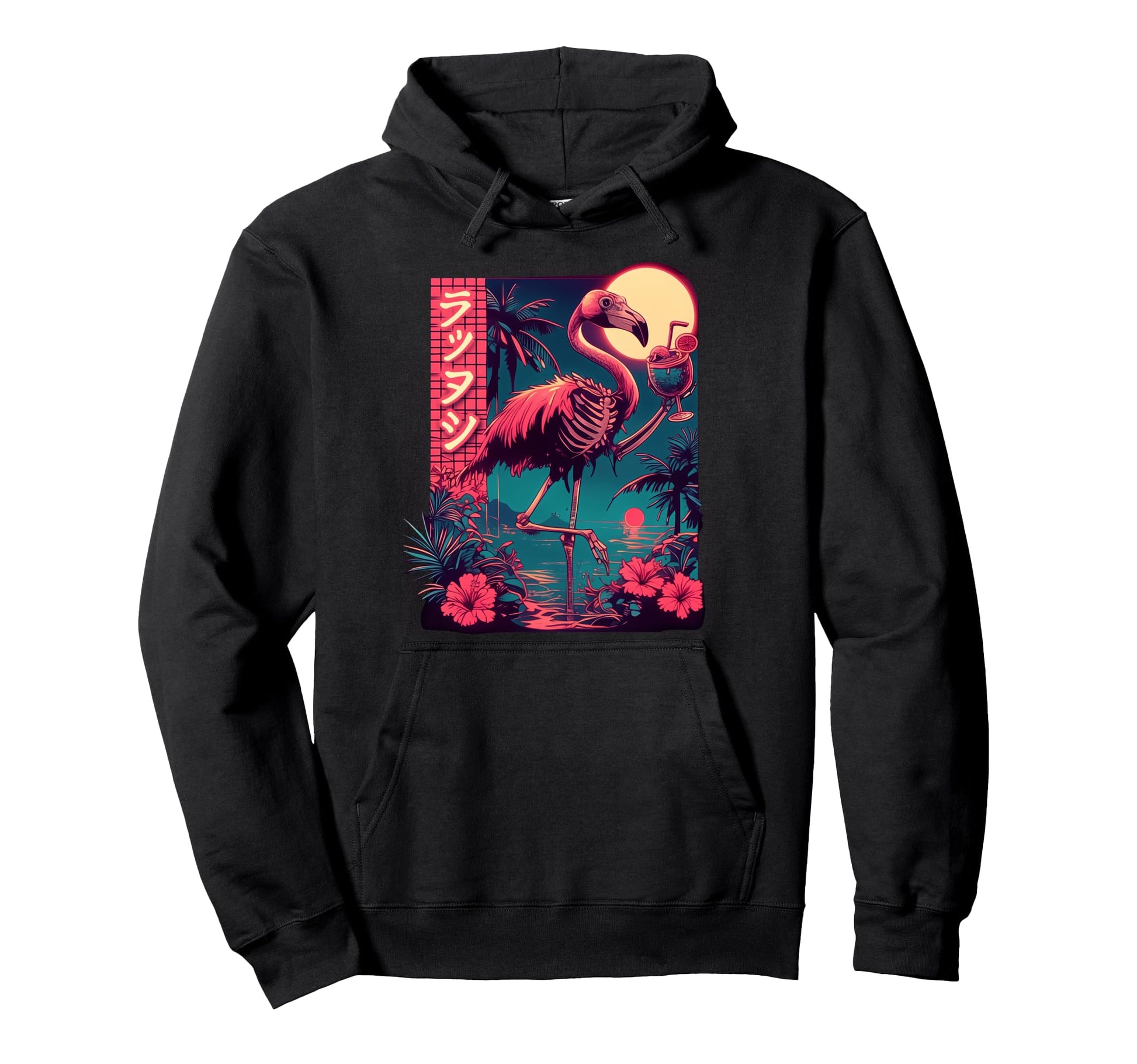 Flamingo Japanese Tropical Beach Hoodie - Casual Everyday Wear Men Women - T-Shirt, Sweatshirt, Hoodie