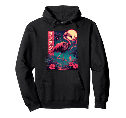 Flamingo Japanese Tropical Beach Hoodie - Casual Everyday Wear Men Women - T-Shirt, Sweatshirt, Hoodie