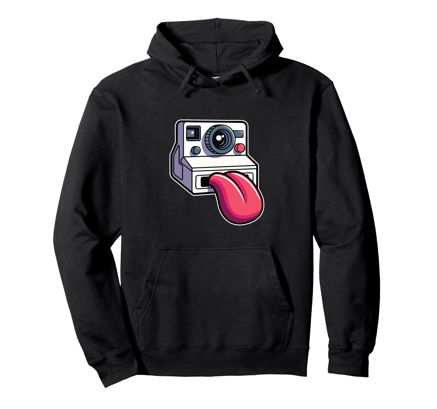 Instant Camera Tongue Out Funny Hoodie - Graphic Print for Adults - T-Shirt, Sweatshirt, Hoodie