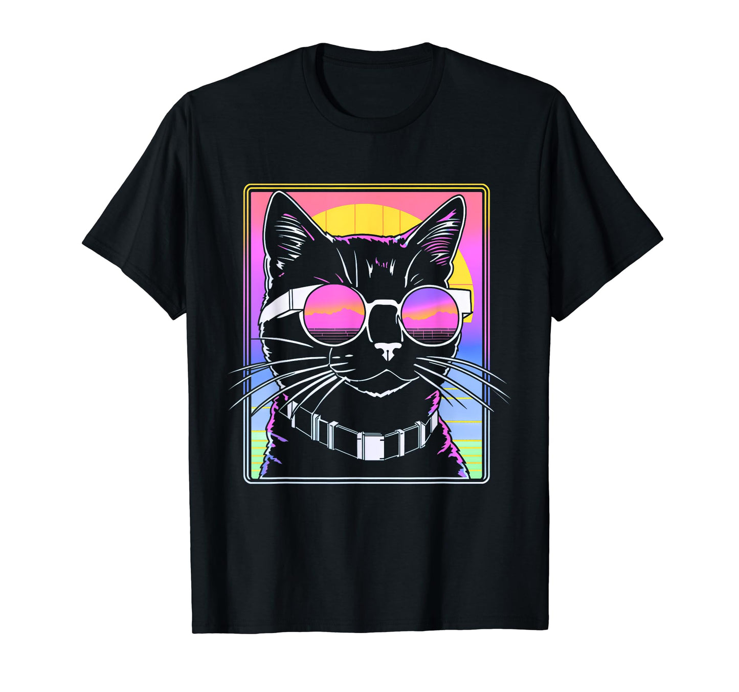 80S Vaporwave Aesthetics Cat T-Shirt - Novelty Apparel Unisex - T-Shirt, Sweatshirt, Hoodie