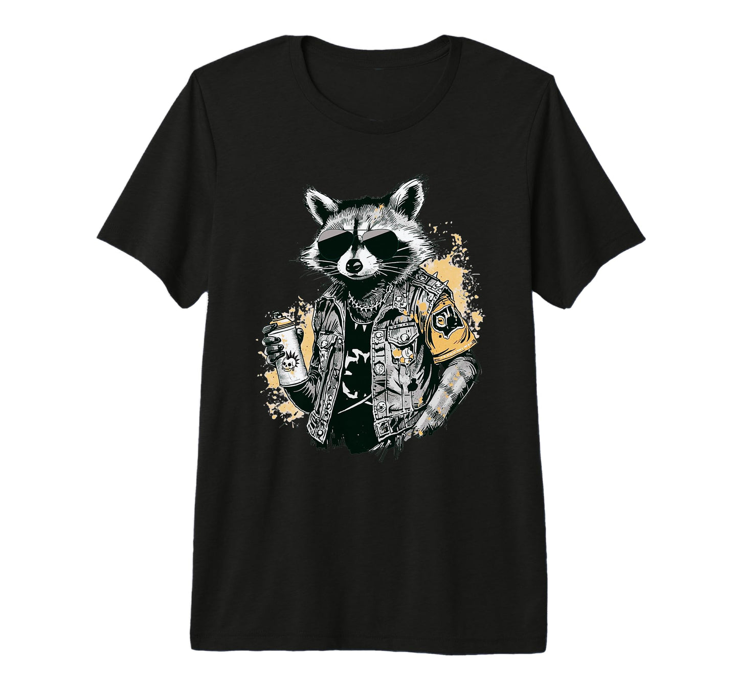 Grunge Rock Trash Panda Punk Raccoon T-Shirt - Custom Art Print for Adults - T-Shirt, Sweatshirt, Hoodie