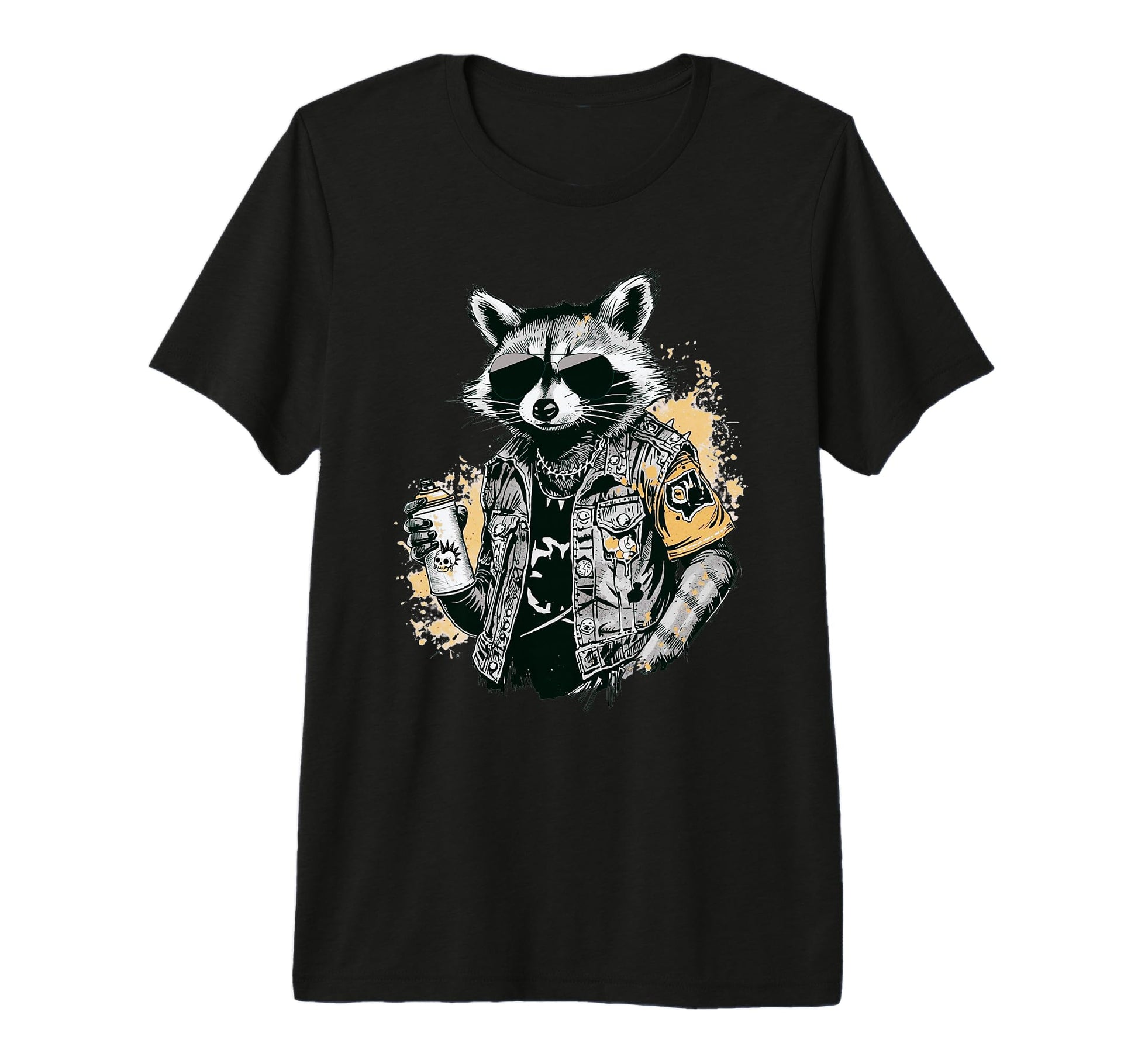 Grunge Rock Trash Panda Punk Raccoon T-Shirt - Custom Art Print for Adults - T-Shirt, Sweatshirt, Hoodie