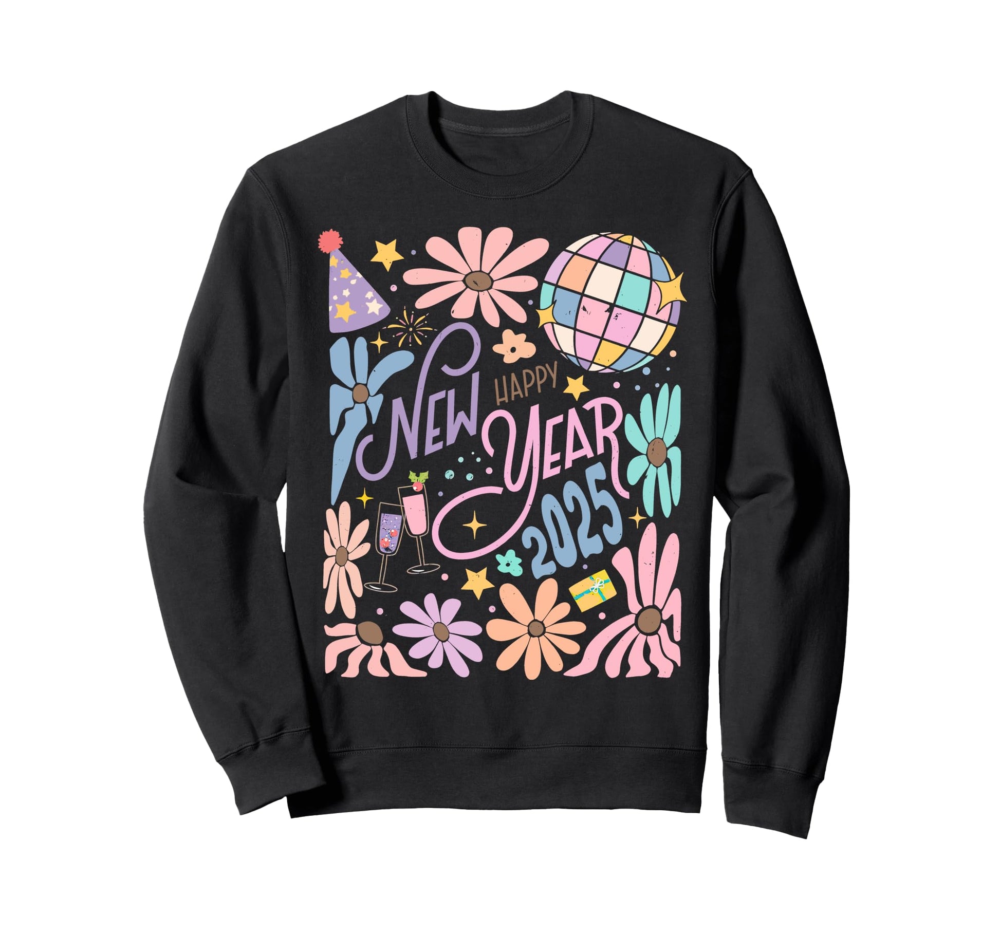 Boho Happy New Year 2025 New Year New Me Sweatshirt - Unique Graphic Unisex - T-Shirt, Sweatshirt, Hoodie