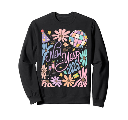 Boho Happy New Year 2025 New Year New Me Sweatshirt - Unique Graphic Unisex - T-Shirt, Sweatshirt, Hoodie