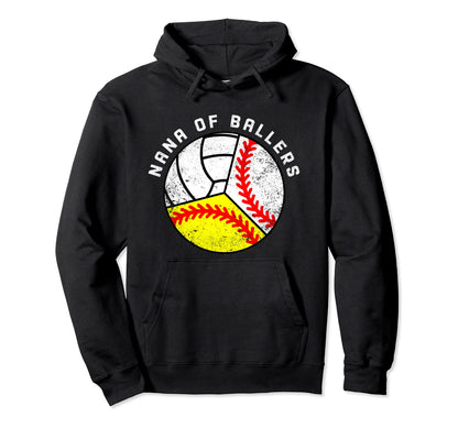 Nana Ballers Funny Baseball Softball Hoodie - Aesthetic Graphic Unisex - T-Shirt, Sweatshirt, Hoodie