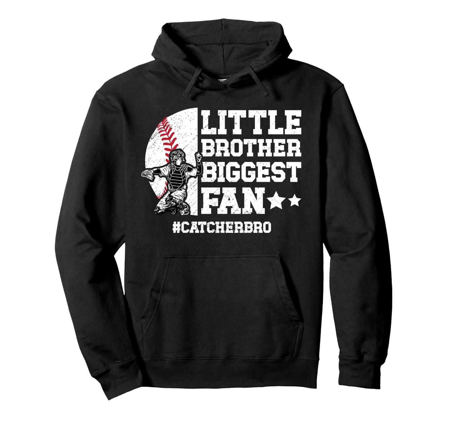 Little Brother Baseball Catcher Hoodie - Fun Novelty Design for Adults - T-Shirt, Sweatshirt, Hoodie