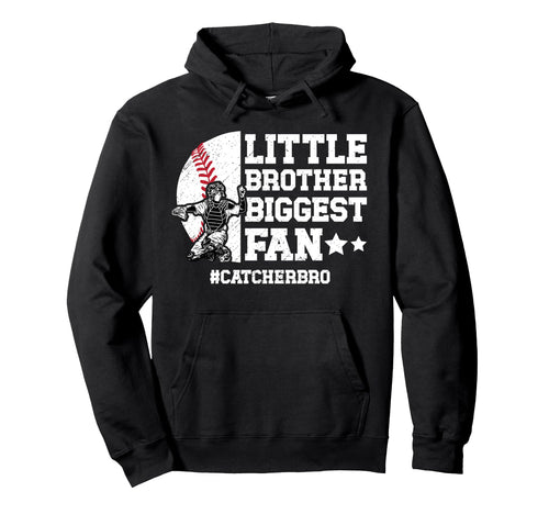 Little Brother Baseball Catcher Hoodie - Fun Novelty Design for Adults - T-Shirt, Sweatshirt, Hoodie