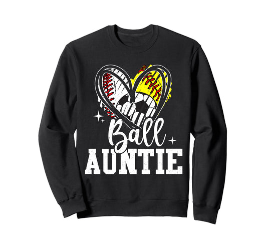 Ball Auntie Baseball Softball Sweatshirt - Custom Art Print for Adults - T-Shirt, Sweatshirt, Hoodie