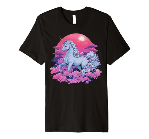 Vaporwave Unicorn Cherry Blossoms T-Shirt - Trendy Graphic Men Women - T-Shirt, Sweatshirt, Hoodie