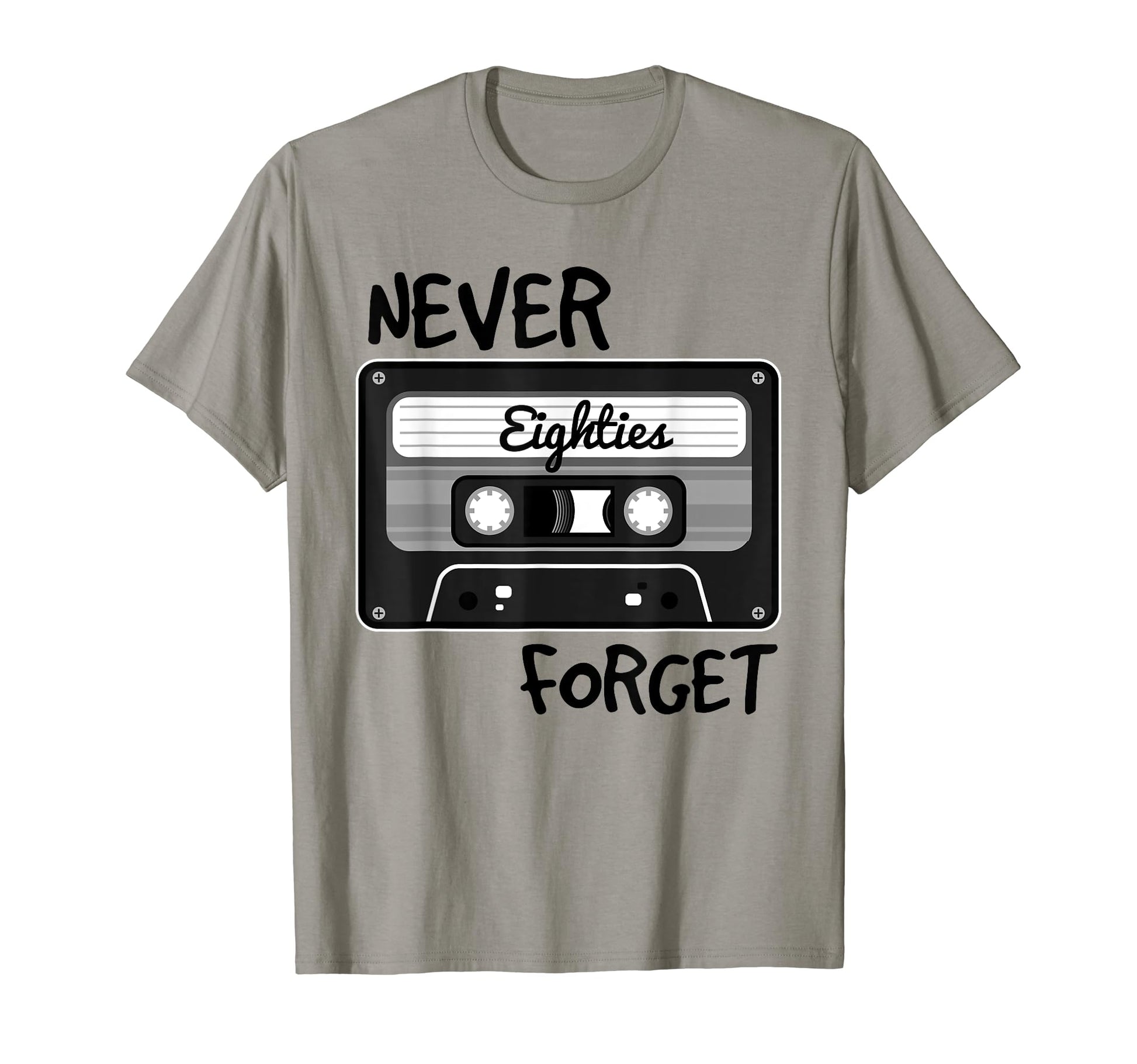 Never Forget Eighties Cassette Tape T-Shirt - Graphic Print Unisex - T-Shirt, Sweatshirt, Hoodie