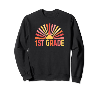 1St Grade Teacher Rainbow Heart Sweatshirt - Fun Novelty Design Men Women - T-Shirt, Sweatshirt, Hoodie