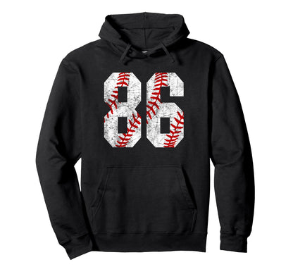 Distressed Baseball Number 86 Jersey Hoodie - Custom Art Print for Adults - T-Shirt, Sweatshirt, Hoodie