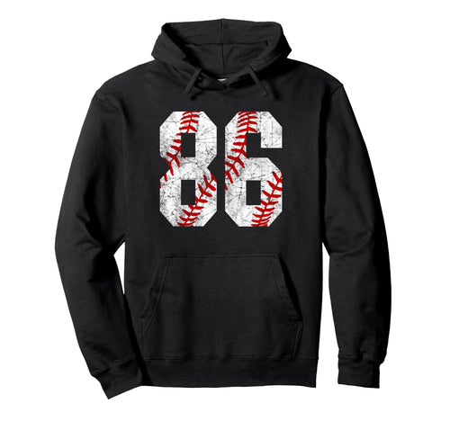 Distressed Baseball Number 86 Jersey Hoodie - Custom Art Print for Adults - T-Shirt, Sweatshirt, Hoodie