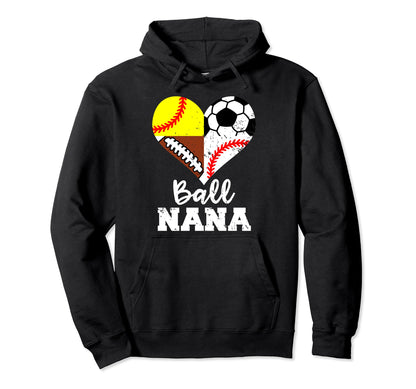 Ball Nana Funny Soccer Football Hoodie - Minimalist Print for Adults - T-Shirt, Sweatshirt, Hoodie