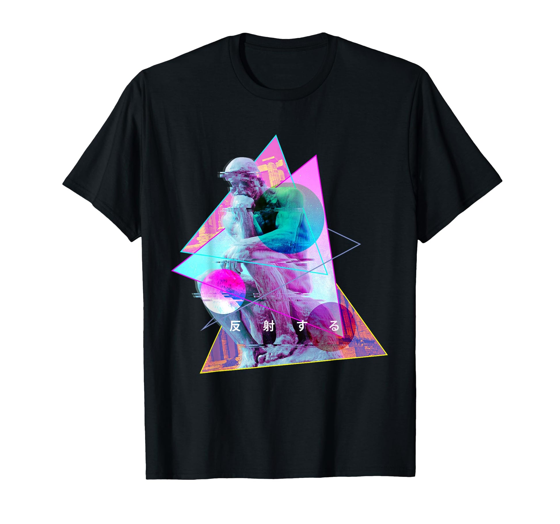 Rodin Thinker Statue Vaporwave T-Shirt - Trendy Graphic for Adults - T-Shirt, Sweatshirt, Hoodie
