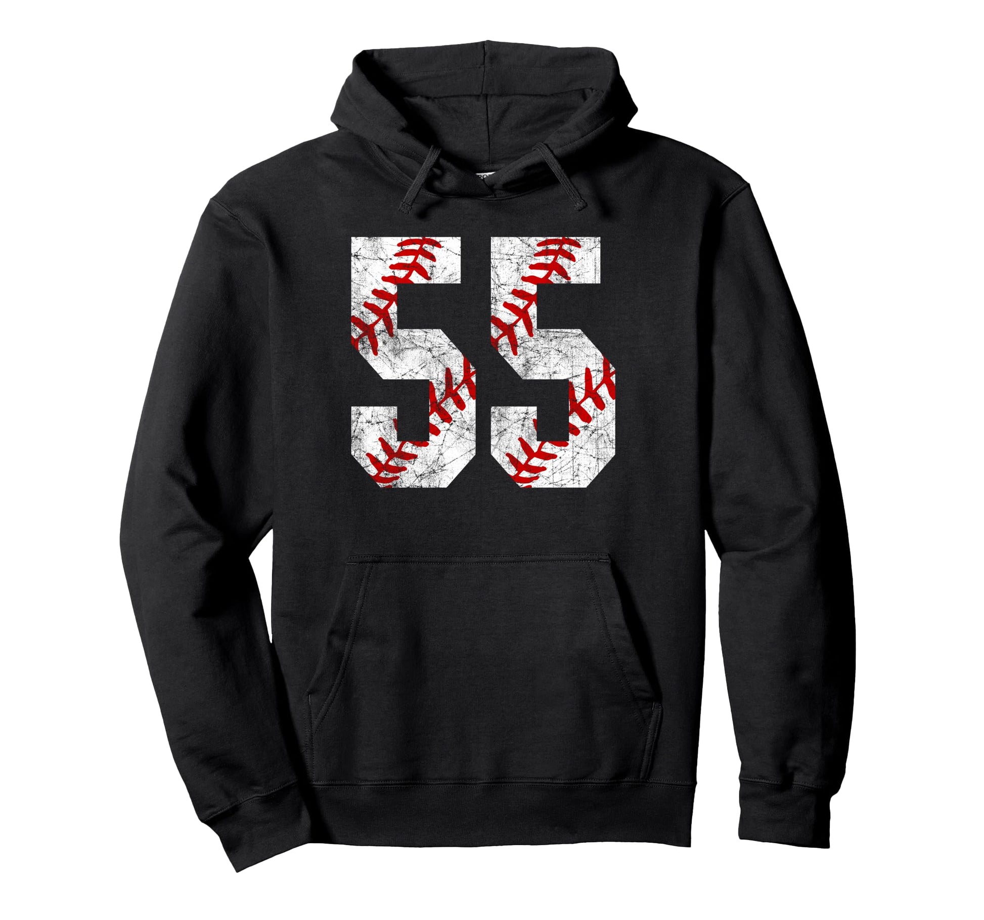 Distressed Baseball Number 55 Jersey Hoodie - Fun Novelty Design Men Women - T-Shirt, Sweatshirt, Hoodie
