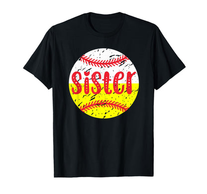Baseball Softball Sister Softball T-Shirt - Aesthetic Graphic Men Women - T-Shirt, Sweatshirt, Hoodie