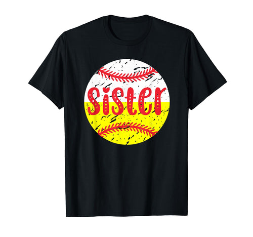Baseball Softball Sister Softball T-Shirt - Aesthetic Graphic Men Women - T-Shirt, Sweatshirt, Hoodie