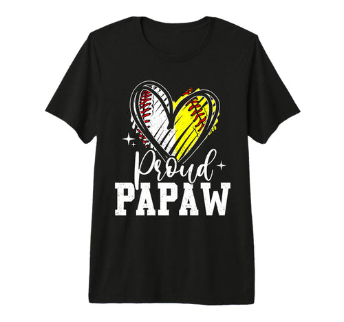 Proud Papaw Baseball Softball Heart T-Shirt - Unique Graphic for Adults - T-Shirt, Sweatshirt, Hoodie
