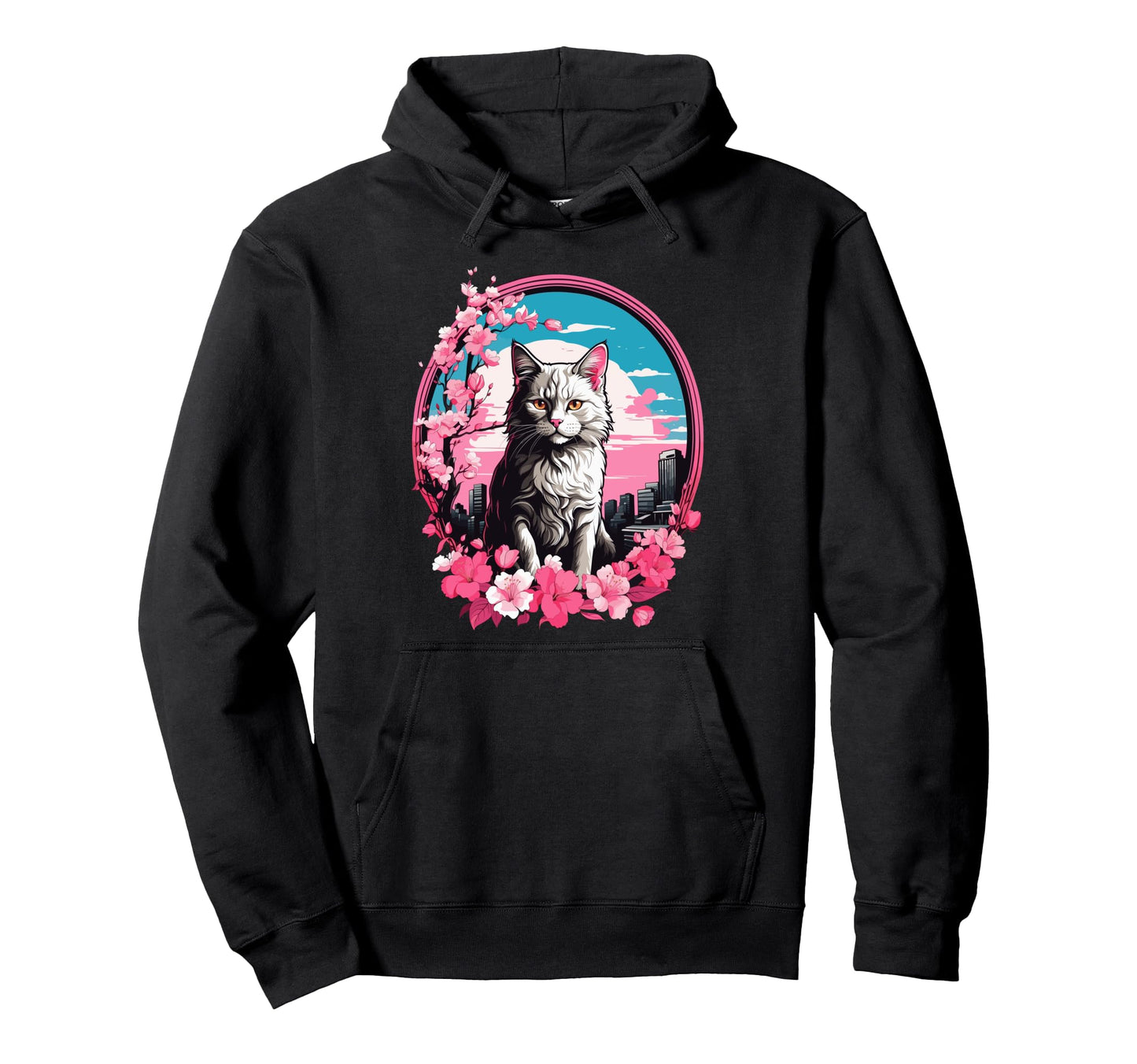 Anime Cat Japanese Aesthetic Japan Hoodie - Minimalist Print Men Women - T-Shirt, Sweatshirt, Hoodie