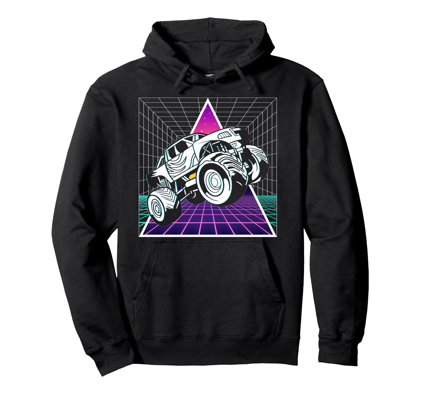Vaporwave Aesthetic Monster Truck Hoodie - Minimalist Print Men Women - T-Shirt, Sweatshirt, Hoodie