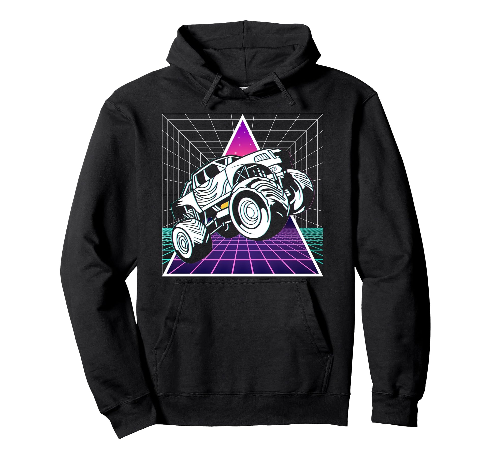 Vaporwave Aesthetic Monster Truck Hoodie - Minimalist Print Men Women - T-Shirt, Sweatshirt, Hoodie