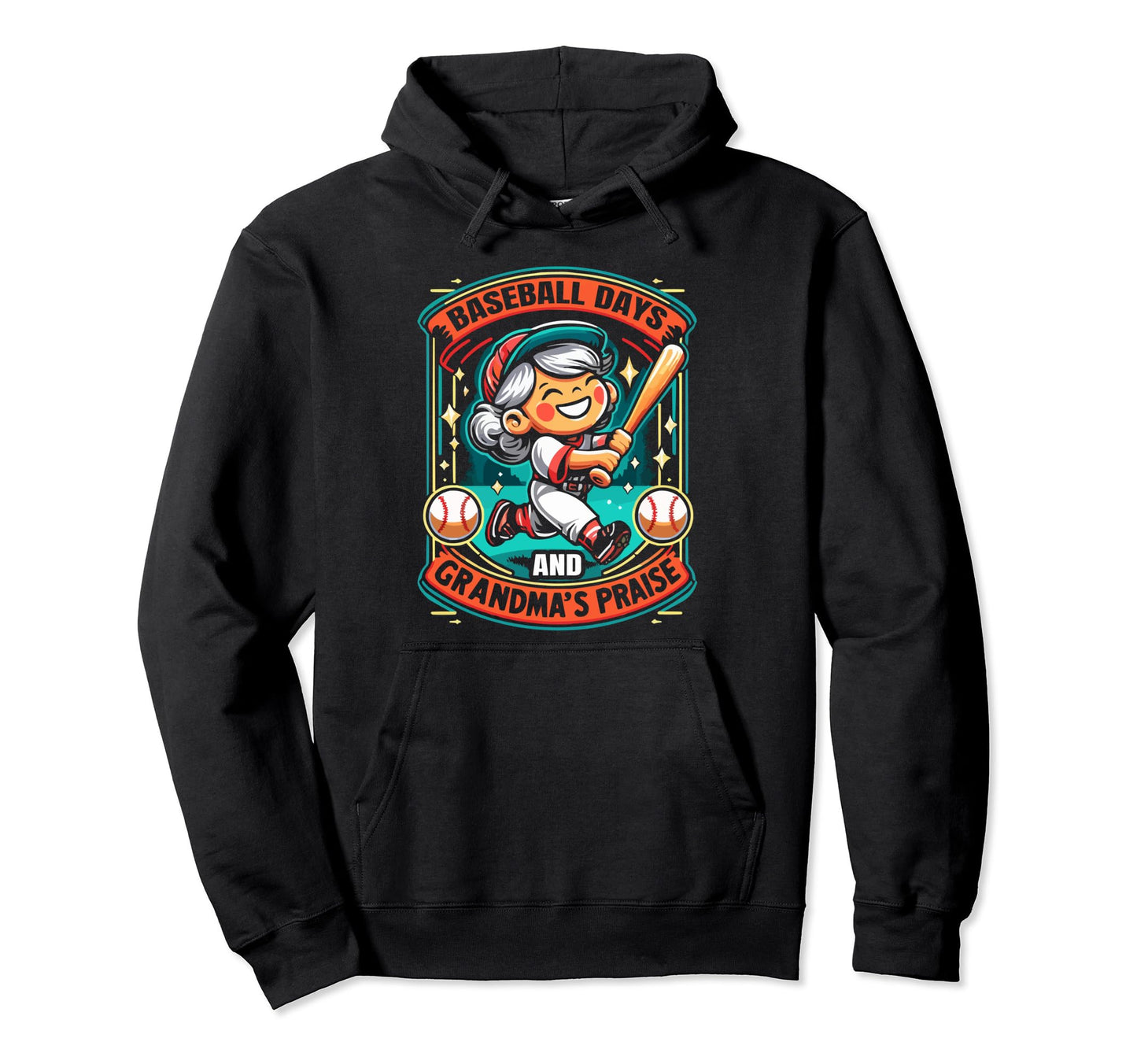 Baseball Grandma Grandmother Granny Hoodie - Novelty Apparel Men Women - T-Shirt, Sweatshirt, Hoodie