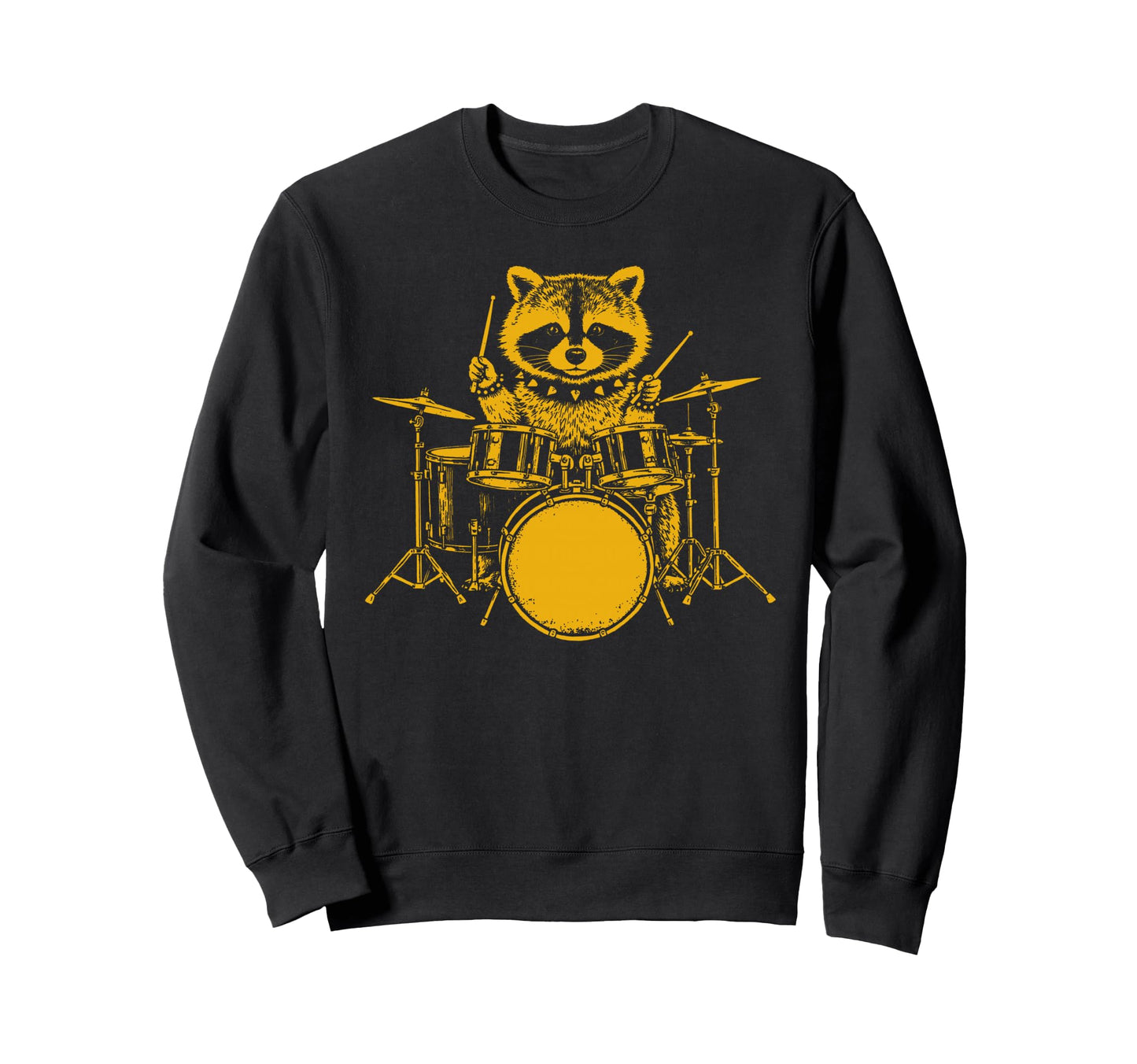 Rocker Raccoon Drummer Trash Panda Sweatshirt - Minimalist Print Men Women - T-Shirt, Sweatshirt, Hoodie