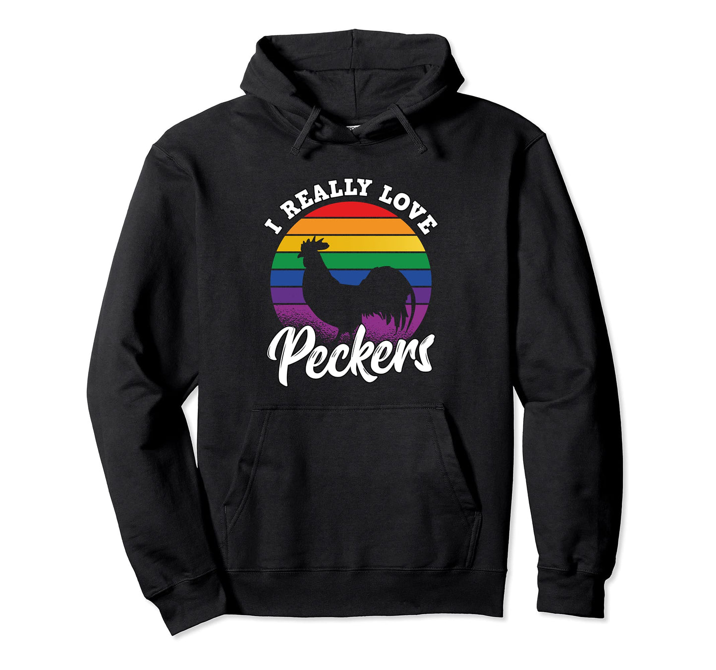 Lgbt Rainbow Rooster Pun Love Peckers Gay Hoodie - Novelty Apparel Unisex - T-Shirt, Sweatshirt, Hoodie