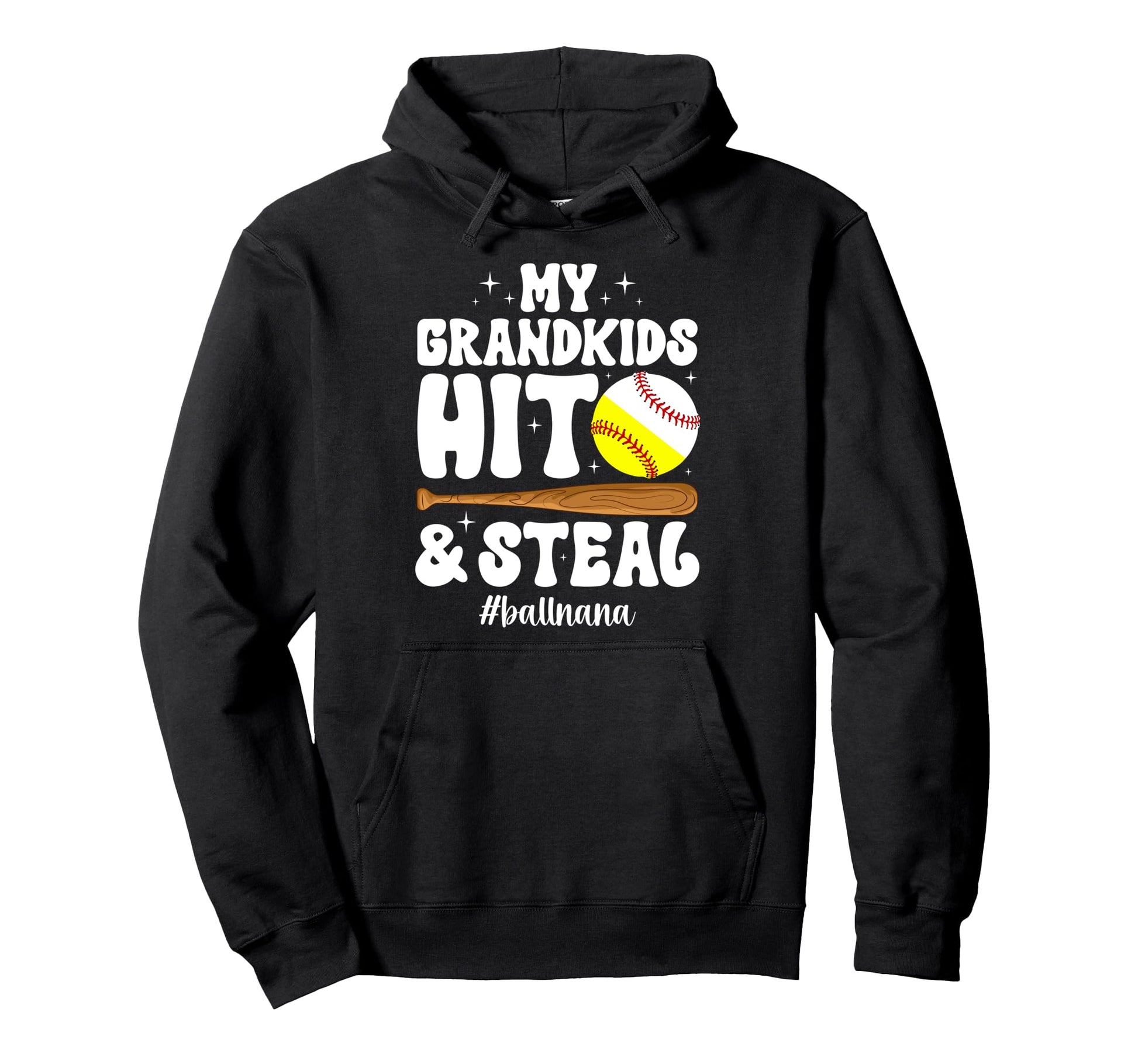 Ball Nana Groovy Baseball Softball Nana Hoodie - Trendy Graphic Men Women - T-Shirt, Sweatshirt, Hoodie