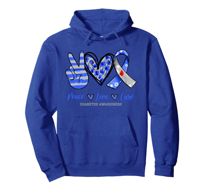 Diabetes Floral Ribbon Leopard Heart Hoodie - Casual Everyday Wear Unisex - T-Shirt, Sweatshirt, Hoodie