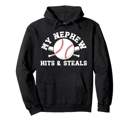My Nephew Baseball Uncle Baseball Hoodie - Novelty Apparel for Adults - T-Shirt, Sweatshirt, Hoodie