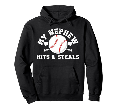 My Nephew Baseball Uncle Baseball Hoodie - Novelty Apparel for Adults - T-Shirt, Sweatshirt, Hoodie