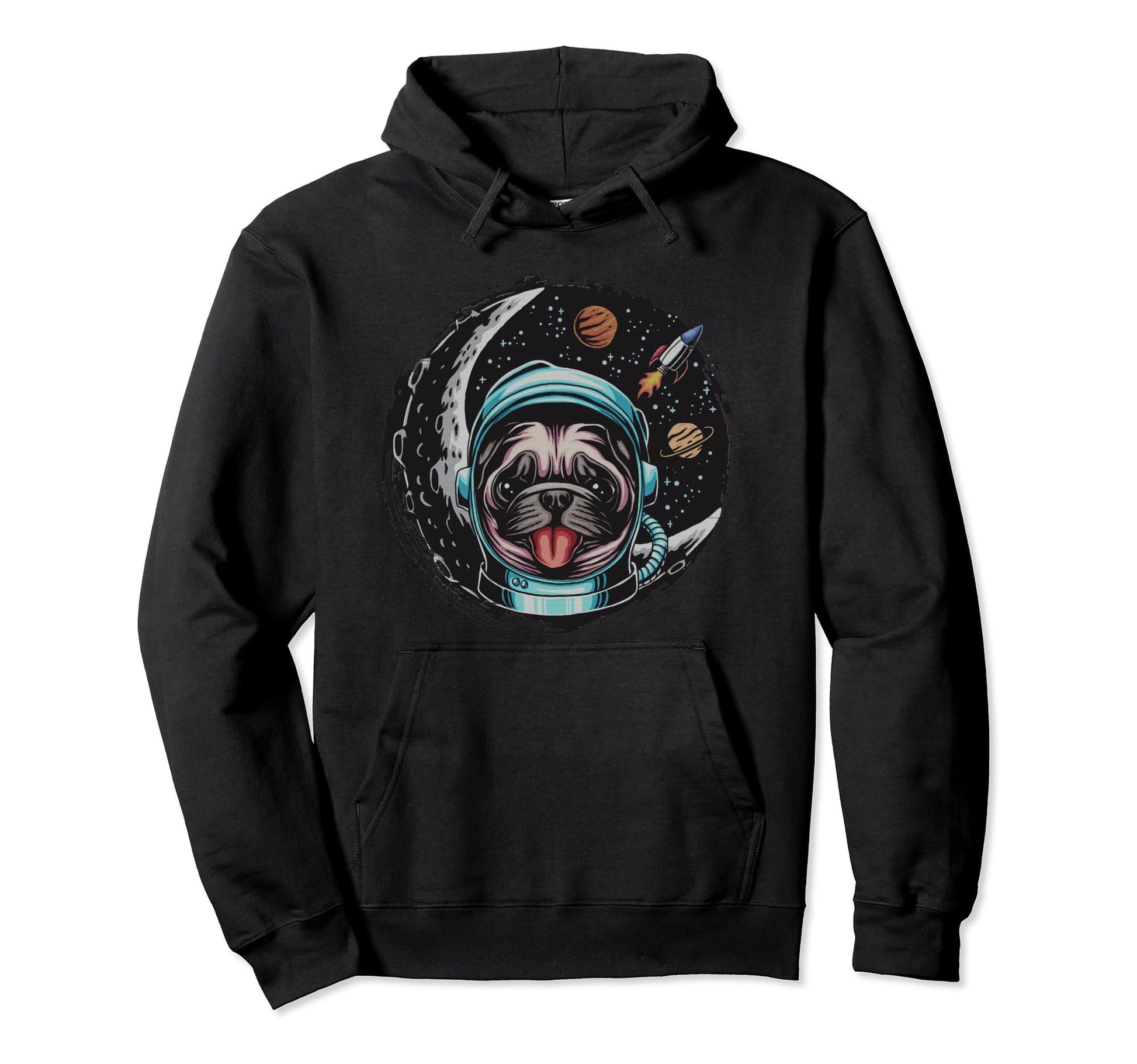 Astro Pug Dog Astronaut Space Moon Hoodie - Aesthetic Graphic Men Women - T-Shirt, Sweatshirt, Hoodie